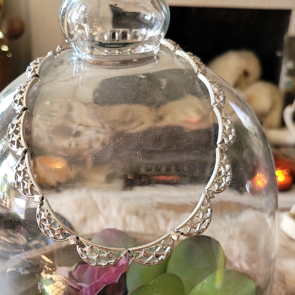 Elegant Vintage Trifari Choker Silver Colored Necklace